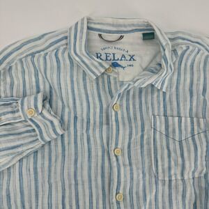 Tommy Bahama Linen Shirt Mens XL‎ Striped Button Up Relax Camp Casual